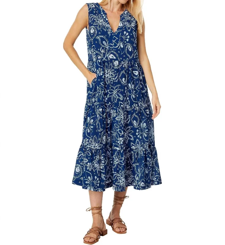 Women Wear Online Tiered Maxi Dress In Indigo