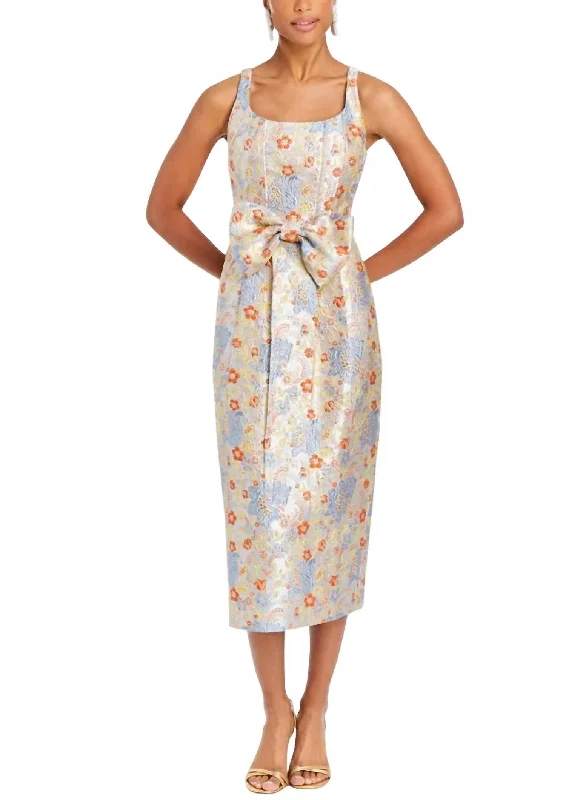 Clothing Sales Audrey Midi Dress In Champagne Blue