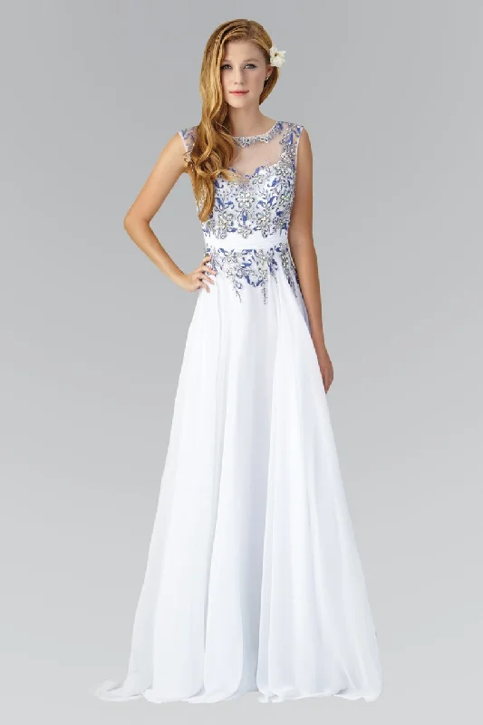 Odd Size Clearance Sale Elizabeth K - GL2056 Jewel Illusion Embellished Gown