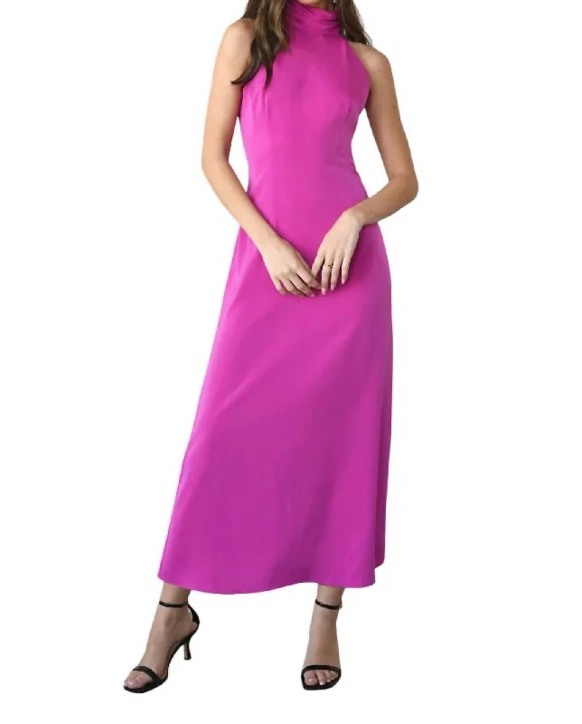 Low Price Special Alize Halter Maxi Dress In Fuchsia