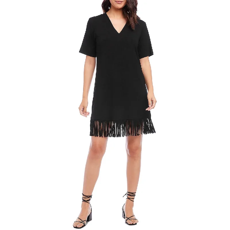 Seasonal Style Discounts Womens Fringe Solid Midi Dress