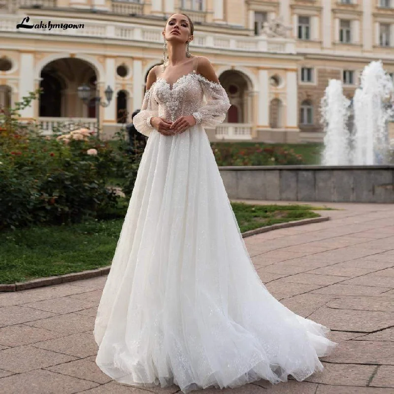 Trendy Outfits For Girls Roycebridal Princess Boho Wedding Dress with Puffy Sleeves Beach Style