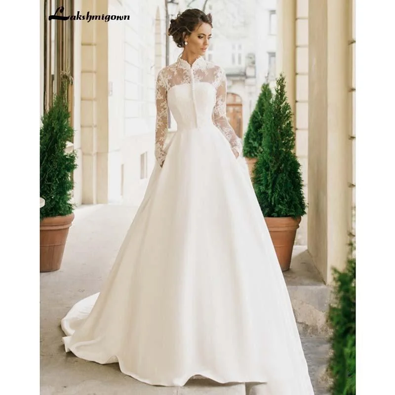 Hurry Before It's Gone Roycebridal Romantic Lace Wedding Dresses V neck A Line High Slit