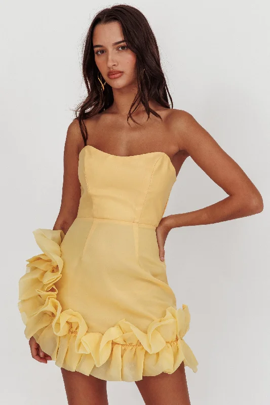 Summer Sale L'amour Toujours Frill Accent Mini Dress Lemon