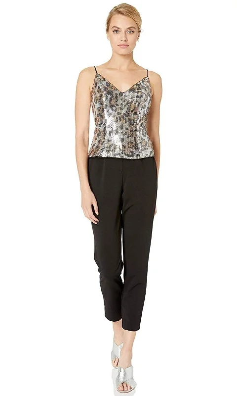 Clothes Woman Adrianna Papell - AP1E206282 Sequined Animal Print Top Jumpsuit