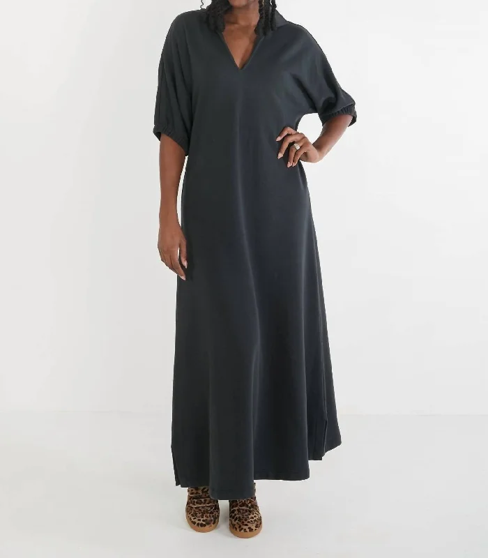 Seasonal Sale Poppy Maxi Dress In Black French Terry