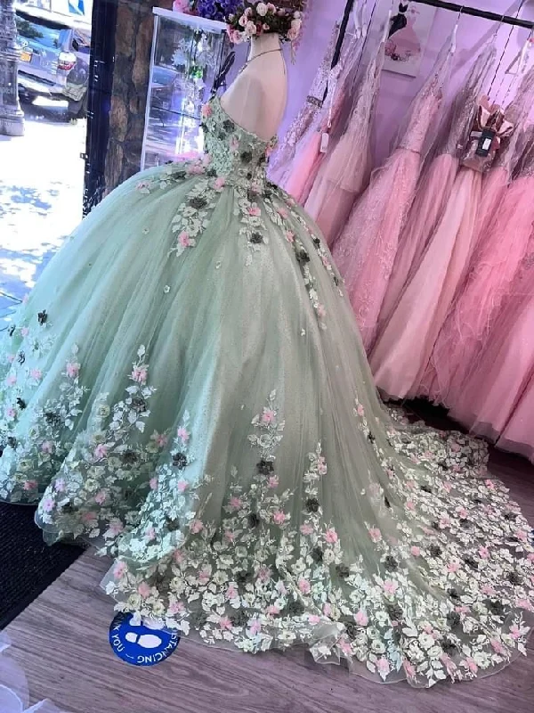 Fashion Sale 3D Floral Off Shoulder Ball Gown,Sweet 16 Dress,Quinceanera Dress Y2264