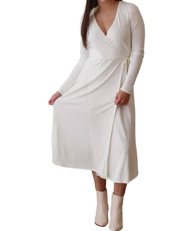 New Season Fashion Preview Sale Icon Wrap Midi Dress In Off-White