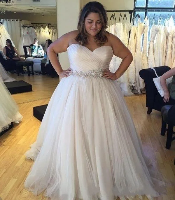 Clothes Women Roycebridal Plus size Wedding Dress A-line Sweetheart Pleated Shiny