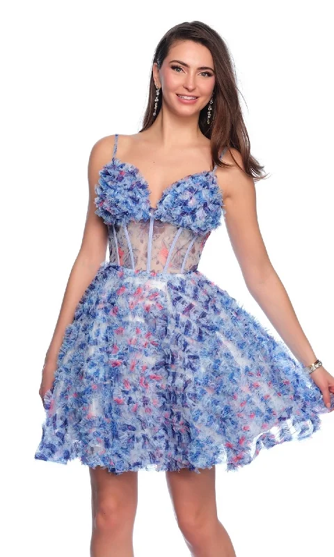 Online Clothing Stores Dave and Johnny Short Blue Floral Hoco Dress 11768