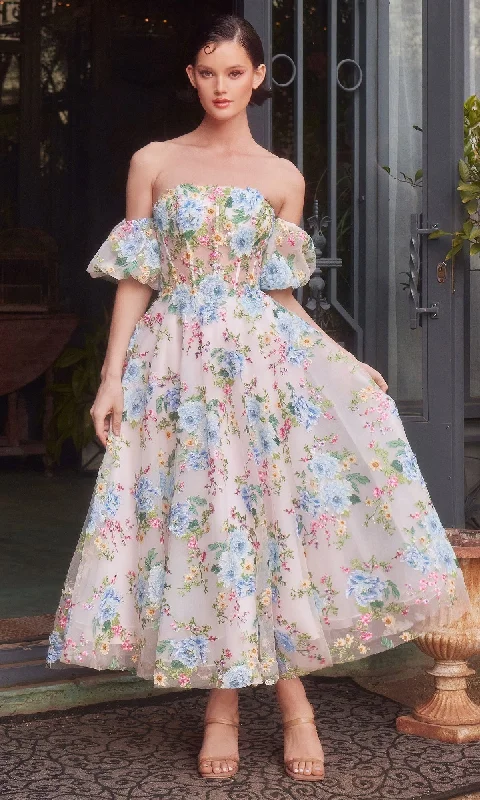 Feminine Dresses for Women in Bold Prints Floral Prom Dress: Andrea & Leo A1406