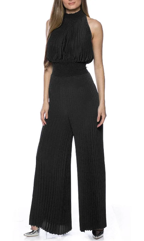 Versatile Style Wardrobe Marina 267473 - Halter High Neck Accordion Pleat Jumpsuit