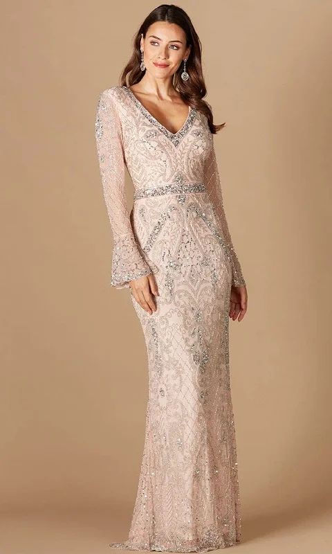 Sporty Streetwear Lara Dresses 29358 - Fully Sequined Long Sheer Sleeves Formal Gown