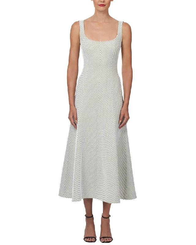 Sale For Women Carolina Herrera Square Neck Button Front Midi Dress