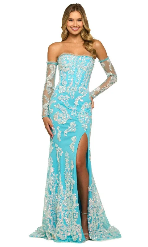 Women's Clothing Online Sale Sherri Hill 55425 - Strapless Sequin Lace Prom Gown