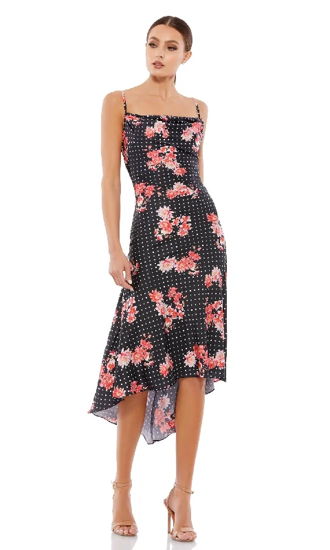 Flash Sale Online Black Floral-Print High-Low Party Dress 55392