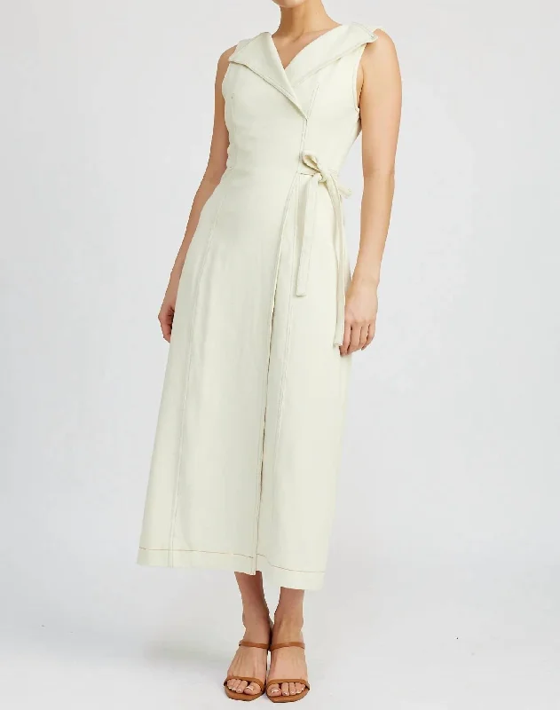 Affordable Women’s Clothing Online Areli Denim Midi Dress In Ivory