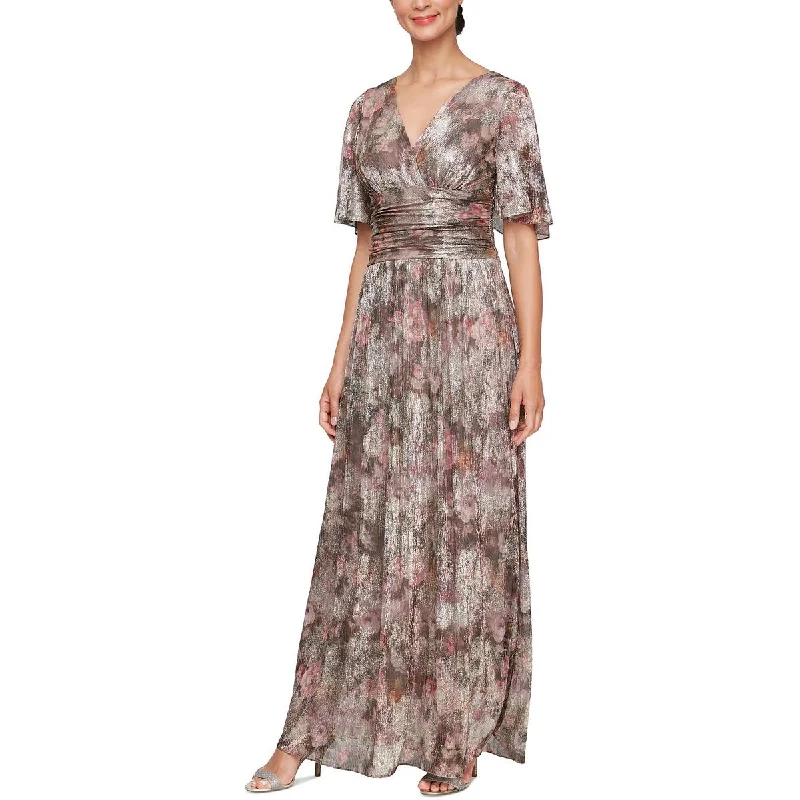 Limited Time Offer Petites Womens Full Length Metallic Maxi Dress