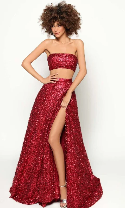 Redefining Women's Style Tarik Ediz - 51177 Strapless Sequin Two Piece Gown