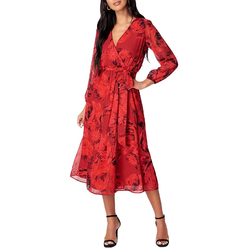 Trending Items Womens Chiffon Faux Wrap Midi Dress