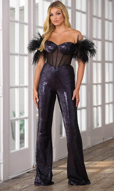 Unleash Your Style Ava Presley 39577 - Feathered Corset Jumpsuit