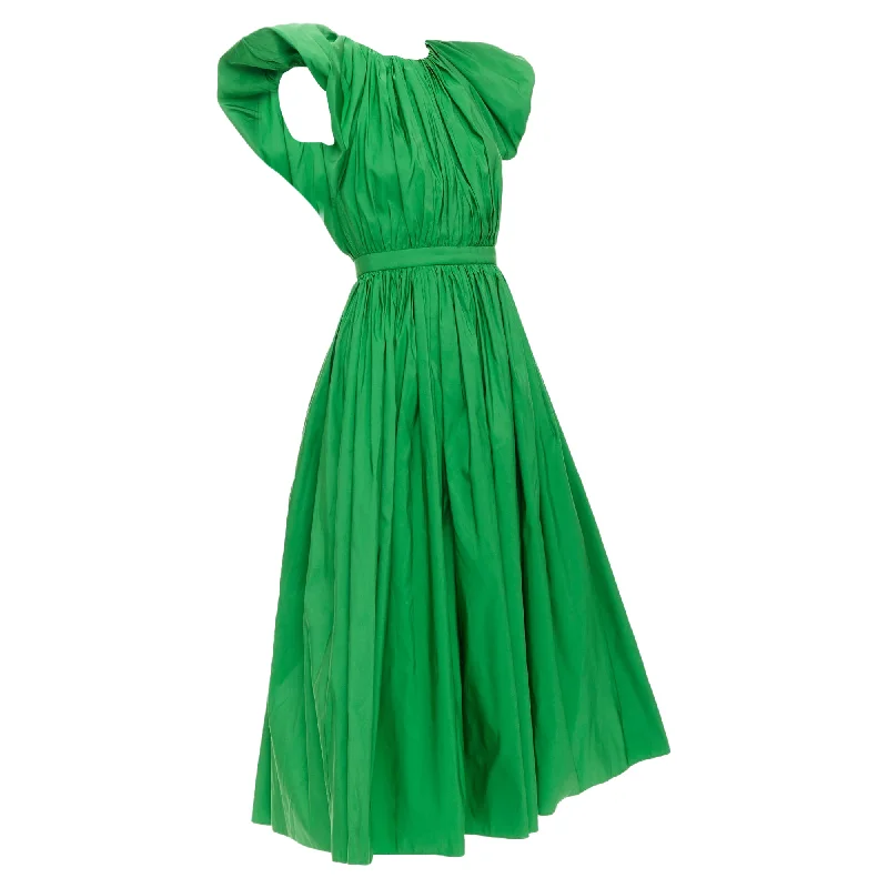 Best Seller Alexander Mcqueen Kelly Green Open Back Puff Sleeve Midi Dress