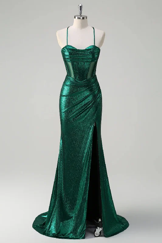 Flash Sale Gltter Emerald Green Long Mermaid Prom Dresses, Sexy Maxi Dresses, Newest 2025 Prom Dresses