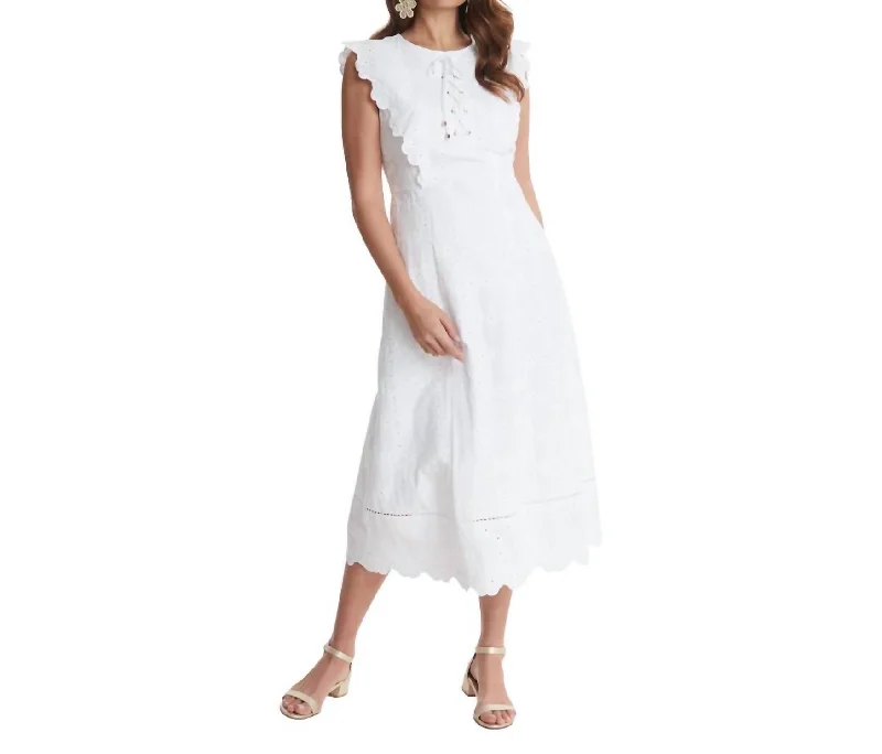 Quick Grab Deals Robin Eyelet Midi Dress In White