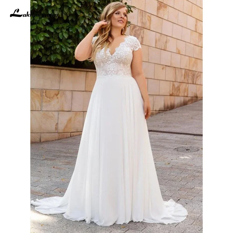 Plus Size Women Wear Roycebridal Plus Size Wedding Dress  Vintage Lace Appliques Wedding Gowns Vestido Boho Bridal Dresses Lakshmigown