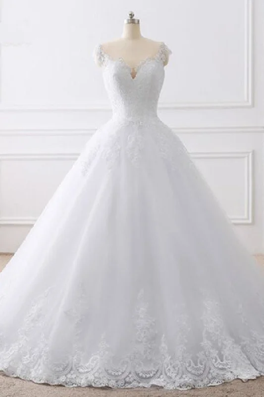 Elegant Simplicity Wardrobe Roycebridal Cap Sleeves White Scoop Lace Wedding Dresses Online, Cheap Bridal Dresses,MW427