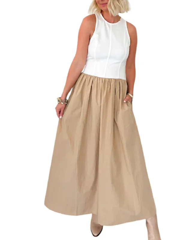 Clothing For Women Double Dream Midi Dress In Beige