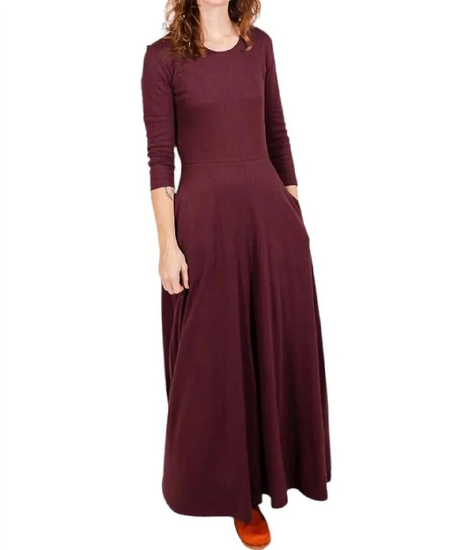 Clothes For Sale Mumbai Maxi Dress In Eggplant Rib Knit