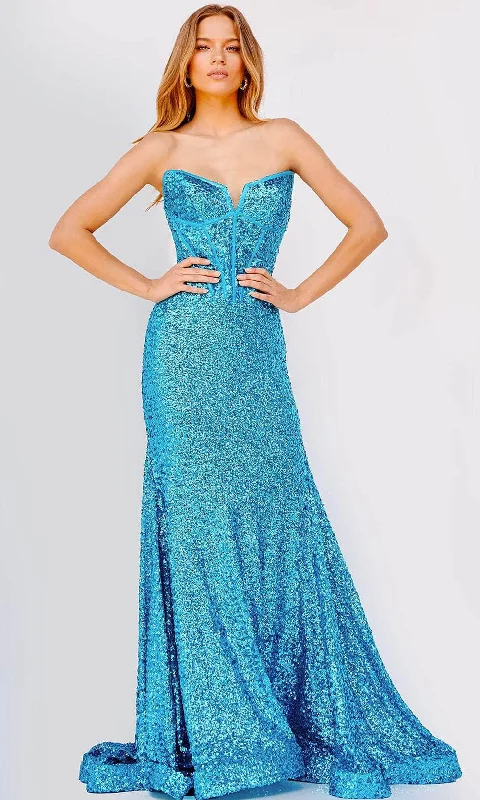 Outlet Clothing Jovani 23077 - Strapless Sequin Mermaid Prom Gown