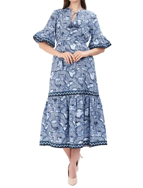 Sale For Women Ascot Maxi Dress In Blue Leopard