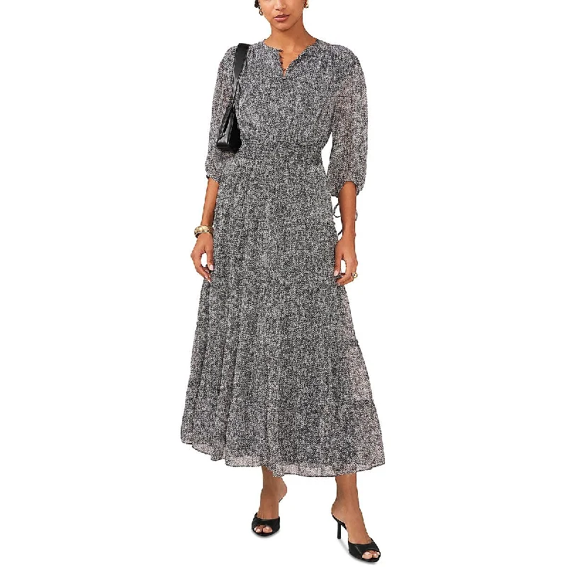 Winter Wardrobe Clearance Womens Smocked Buttons Maxi Dress