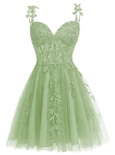 Special Offer For You Sage Green Floral Short Homecoming Dress A-line Graduation Dress Y619