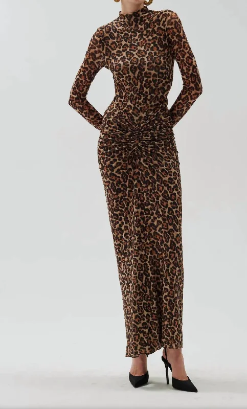 Best Online Women's Boutiques Scorpio Leopard Ruched Maxi Dress