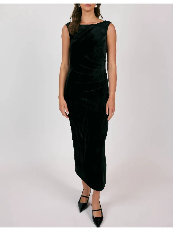 Unbeatable Deals Masterpiece Cowl Neck Velvet Midi Dress In Black