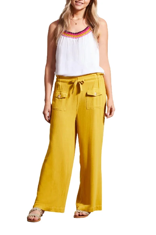 Additional Time-Limited Offers Paperbag Pull On Wide Leg Pants In Limoncello