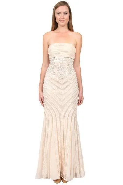 New Season Fashion Preview Sale Sue Wong - N0230 Strapless Ruffle Trim Mermaid Gown - 1 pc Champaign In Size 4 Available