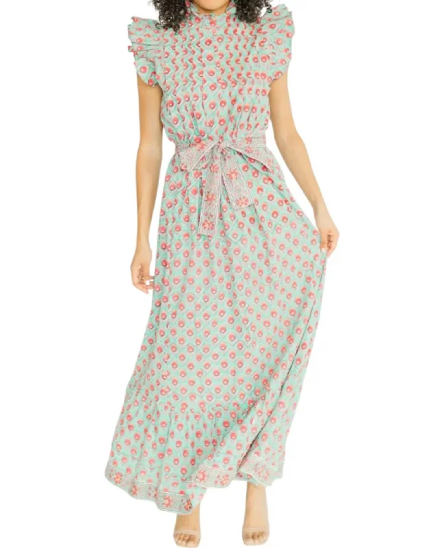 Seasonal Picks Jasmine Maxi Dress In Juniper Sunset