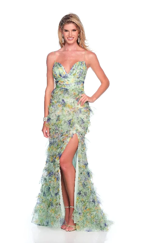 Big Discounts Green Floral Prom Dress: Dave & Johnny 12092