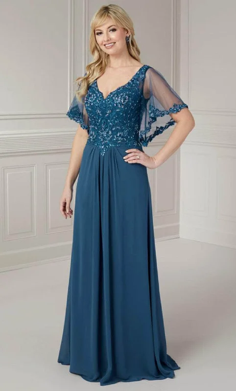 Limited Time Flash Sale Christina Wu Elegance 17128 - Illusion Sleeve A-Line Evening Gown