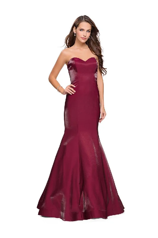 Women's Clothing Sale Online La Femme - 25383 Lustrous Strapless Satin Trumpet Gown