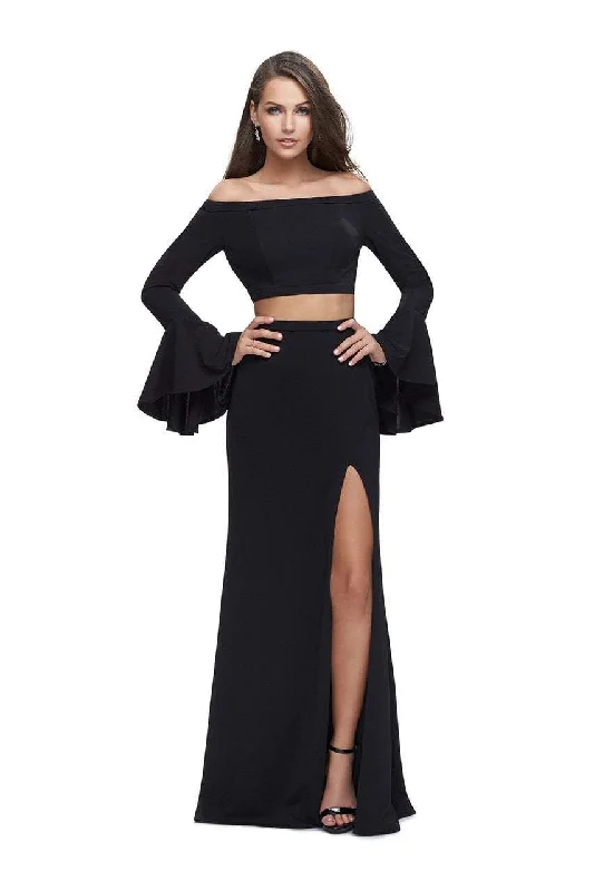 Exclusive Designer Collection La Femme - 25261 Flounce Sleeve Off Shoulder Two-Piece Jersey Gown