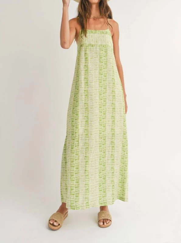 Clothes Sales Out And About Low Back Maxi Dress In Lime Natural