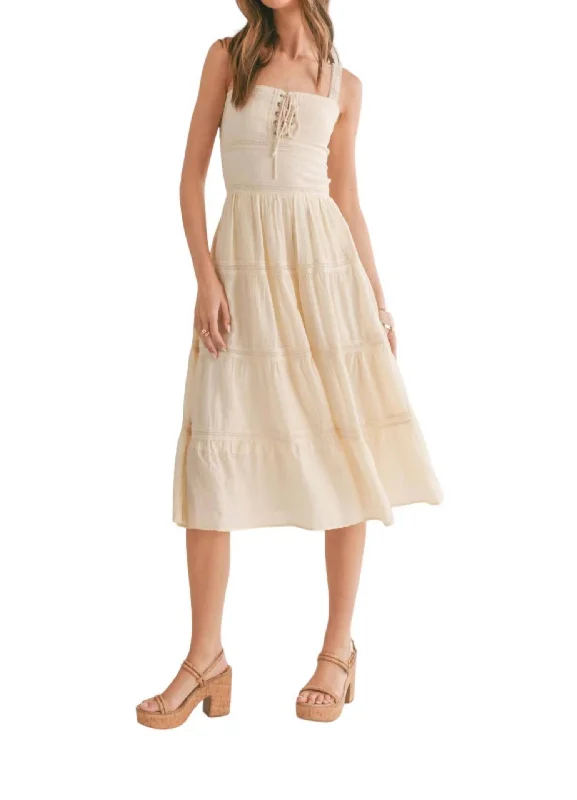 Final Sale Girl Crush Corset Midi Dress In Ivory