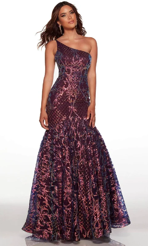 Plus Size Women Wear Alyce Paris 61421 - Asymmetrical Sequined Trumpet Gown