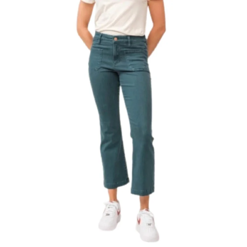 Stylish Savings Jeanne High Rise Cropped Flare In Deep Teal