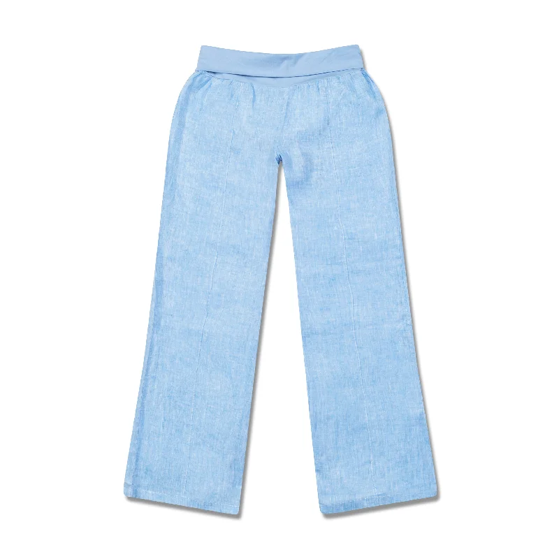 Women Wear Boutique Marigot Roll Down Pant - Blue Chambray